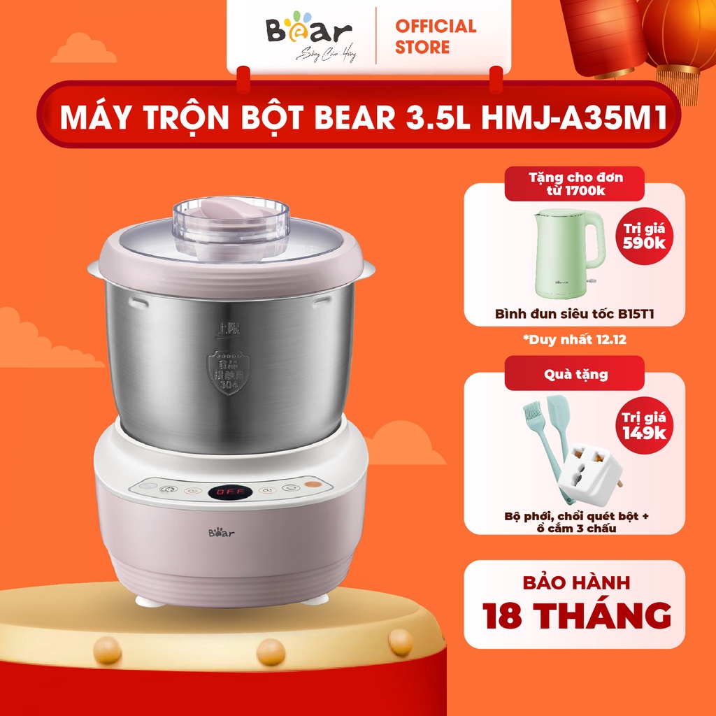 Máy Trộn Bột 3,5L Bear HMJ-A35M1 - Bản Nội Địa, Inox 304, Ủ Bột, Trộn Nhanh, Công Suất Lớn - Bảo Hành 18 Tháng
