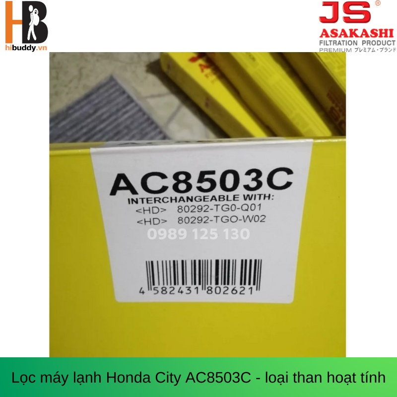 Lọc máy lạnh Honda City JS ASAKASHI AC8503C - Loại Than Hoạt Tính | HIBUCENTER