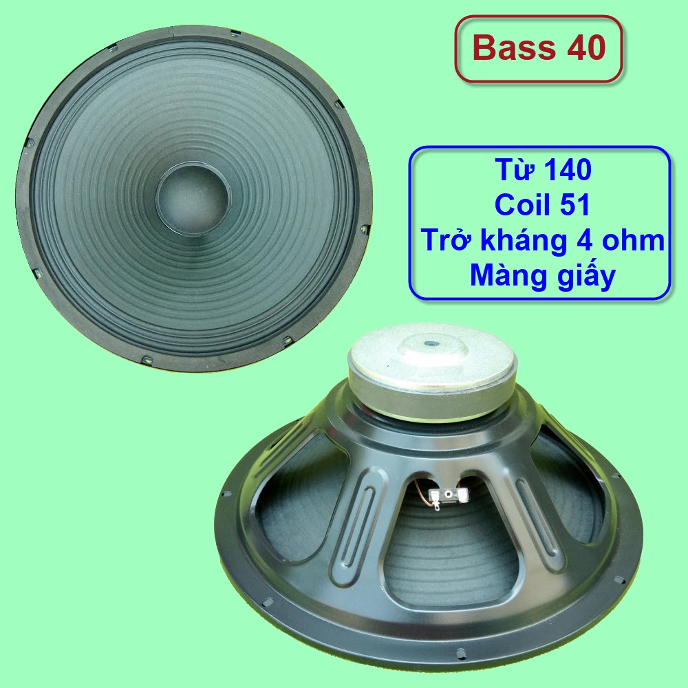 [LKĐT]Cặp loa Bass 40 cho Mạch loa kéo công suất lớn 200W 8Ohm 300W 4Ohm