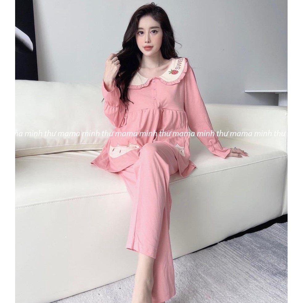 Bộ bầu - bộ sau sinh - chất liệu cotton - kiểu mới thời trang ( Dài - Thêu Dâu-WEET )