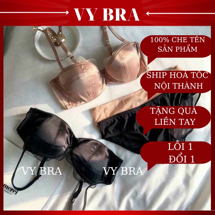 BỘ ĐỒ LÓT SATIN🍁 NÂNG NGỰC 🍁 SÉT ĐỒ LÓT CAO CẤP MÚT MỎNG CÓ GỌNG SEXY C1209