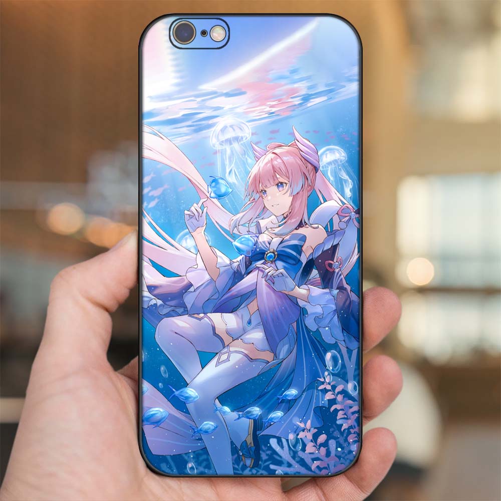 Ốp lưng iPhone 6, 6s dẻo đen cạnh vuông in hình Sangonomiya Kokomi Genshin Impact