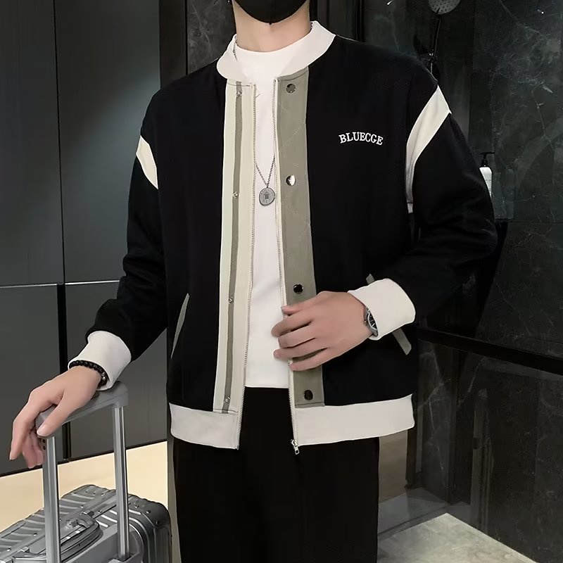 Áo Khoác Bóng Chày Thêu Họa Tiết Màu Sắc Tương Phản Thời Trang Xuân Thu 2022 Cho Nam