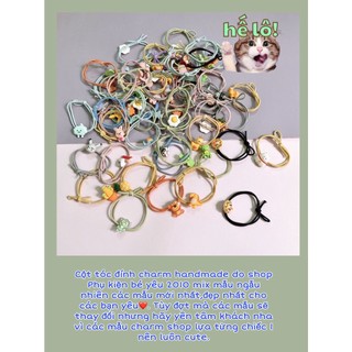 Set 30-50 dây thun cột tóc gắn charm hoạt hình phụ kiện tóc nữ phong cách dễ thương mẫu mới 2023, quà tăng khách