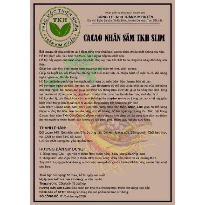 CACAO NHÂN SÂM TRẦN KIM HUYỀN