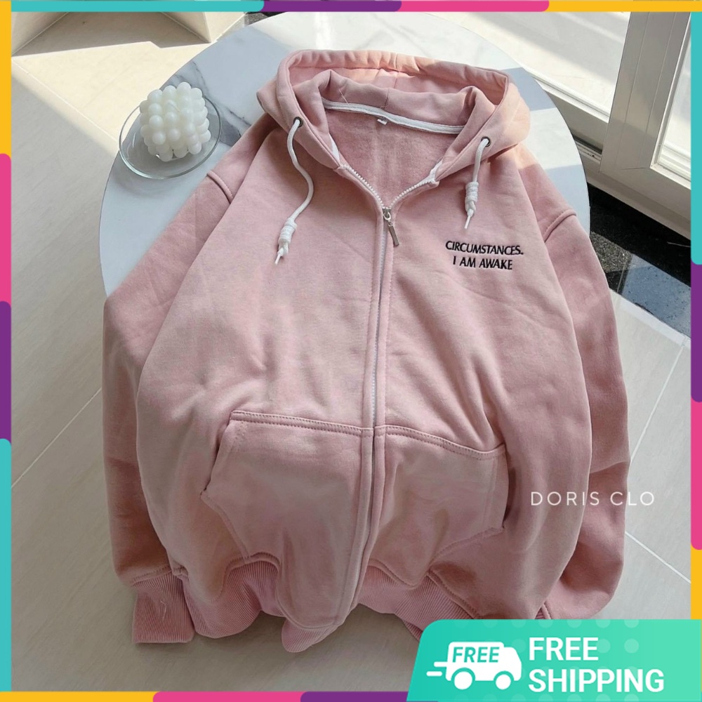 Áo Khoác Nỉ Hoodie, Áo Khoác Cặp Đôi Thêu Chữ CIRCUM, Chất Thun Nỉ Ngoại, Form Rộng Hót Trend. TP