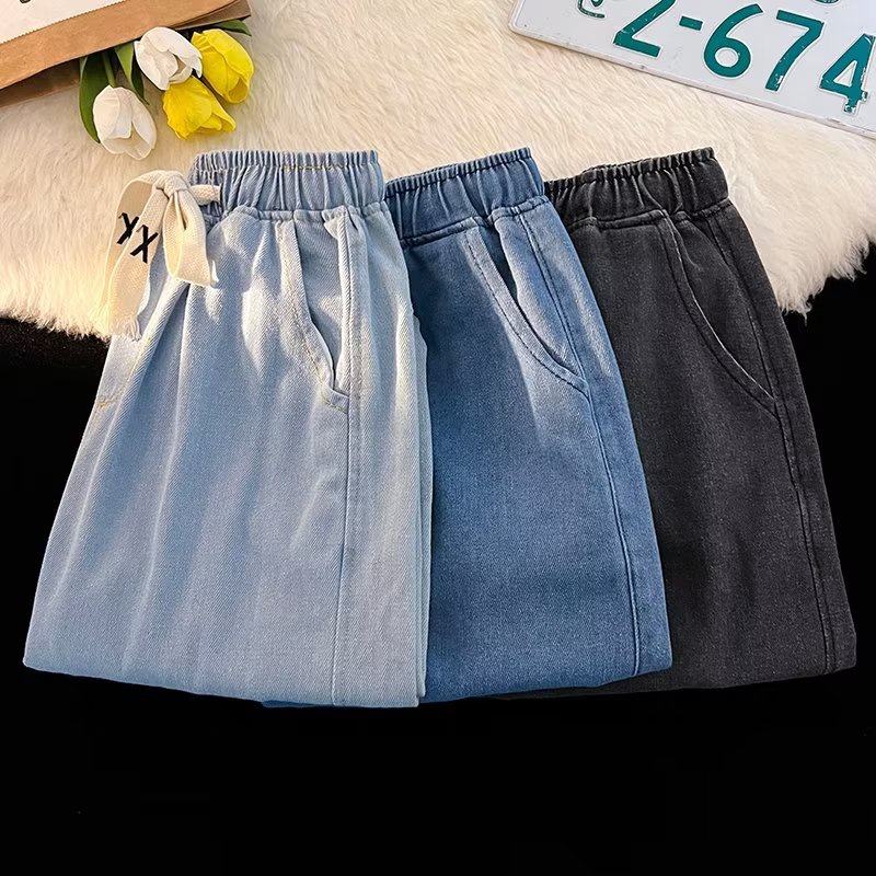 Quần Jean Ống Suông Rộng Màu Trơn Thời Trang Mùa Thu 2022 Cho Nam Cỡ S-5XL