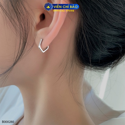 Bông tai ngũ giác đính đá chất liệu bạc Thái 925 thời trang phụ kiện trang sức nữ Viễn Chí Bảo B000280