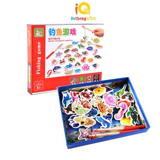 Đồ Chơi Giáo Dục BeThongMinh Bộ Câu Cá Và Sinh Vật Biển Bằng Gỗ Có Nam Châm 34 PCS Giáo Dục Thông Minh Cho Bé