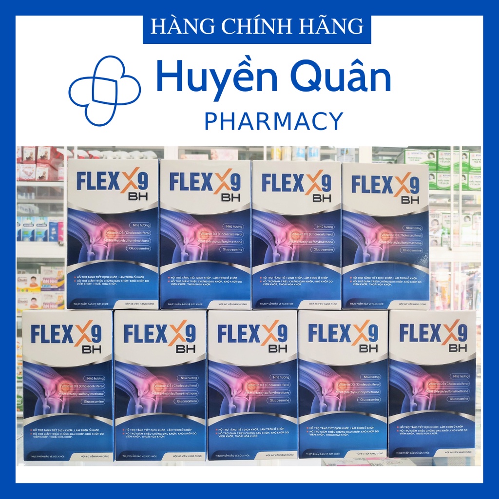 Viên uống bổ khớp Flex X9 - Hỗ trợ làm trơn ổ khớp, giảm đau mỏi khớp, khô khớp do viêm khớp, thoái hóa khớp - Lọ 60viên