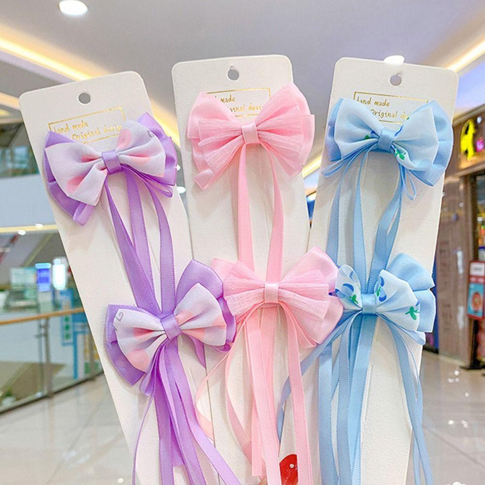 Kẹp Tóc Hình Nơ Dáng Dài Kiểu Dáng Ngọt Ngào Cho Bé Gái