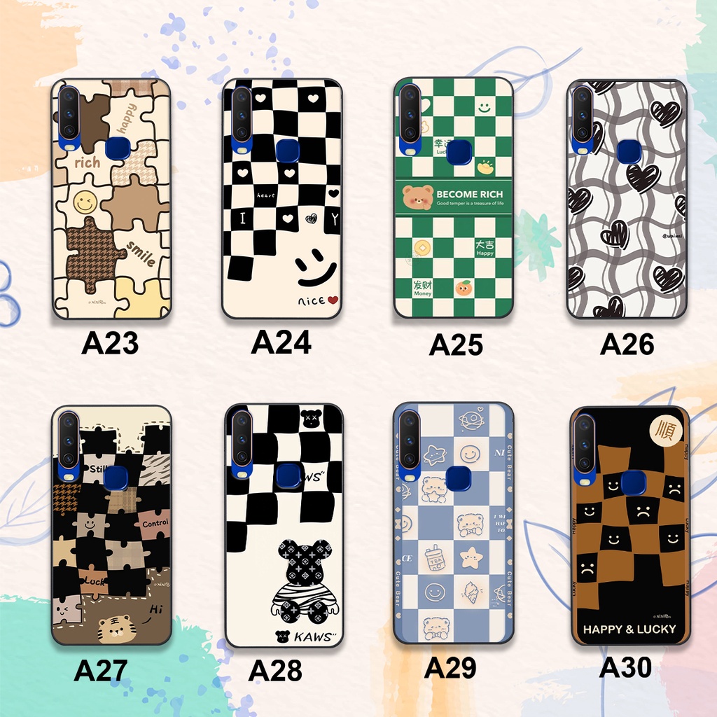 Ốp Vivo Y12  / Y15 / Y17 / Y19 In Hình Họa Tiết Ca Rô Kẻ trái tim đẹp dễ thương Hot Trend 2023