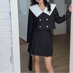 (HÀNG SẴN) ÁO CỔ V TAY DÀI CÓ ĐÚP LÓT ĐỨNG FORM PHỐI CỔ HẢI QUÂN, AÓ KHOÁC TIỂU THƯ CAO CẤP