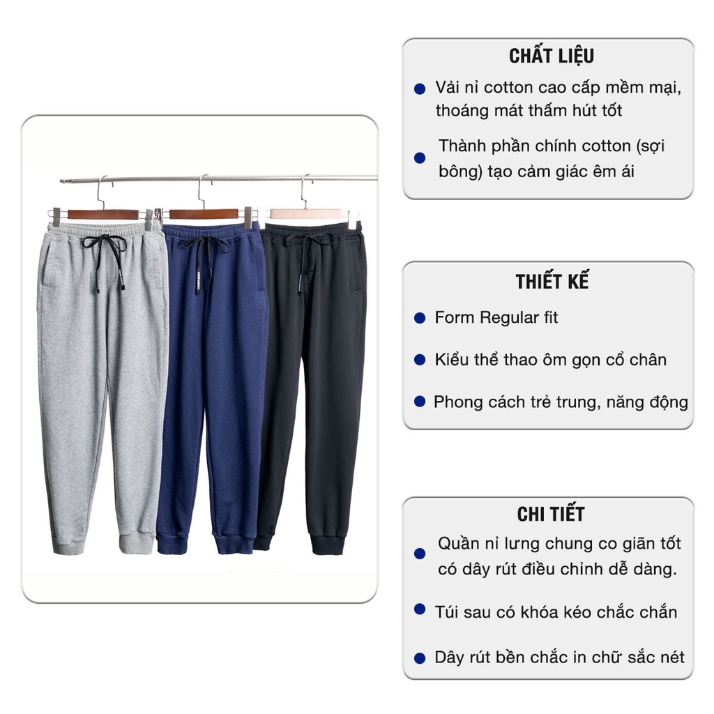 Quần thể thao nam jogger thun nỉ có bo chun cao cấp chính hãng SPMJGN01 Pigofashion (3 màu chọn)