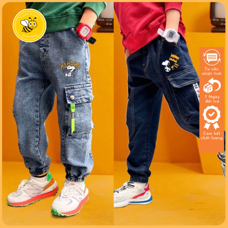 Quần Dài Bé Trai Chất Jean Ống Rộng Thời Trang Năng Động