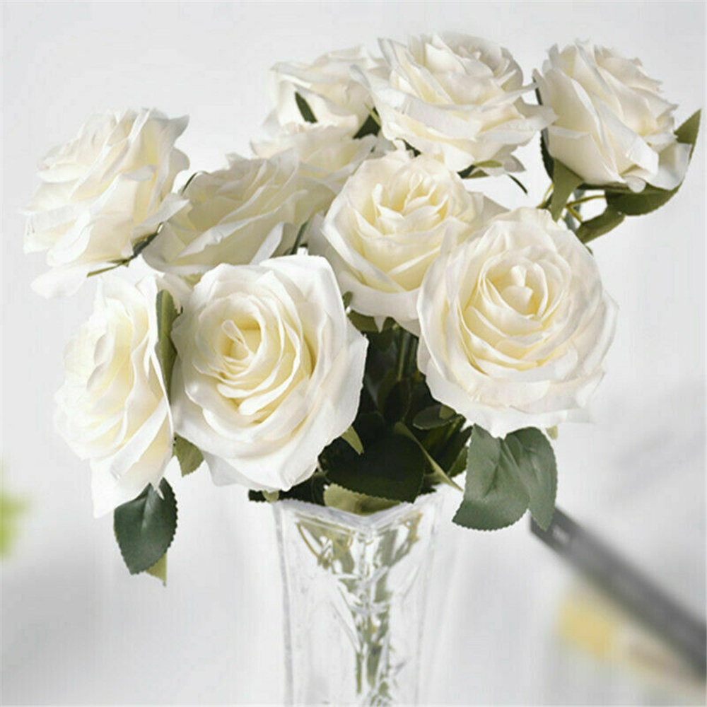 Bó Hoa Hồng Giả 10 Bông Trang Trí Tiệc Cưới