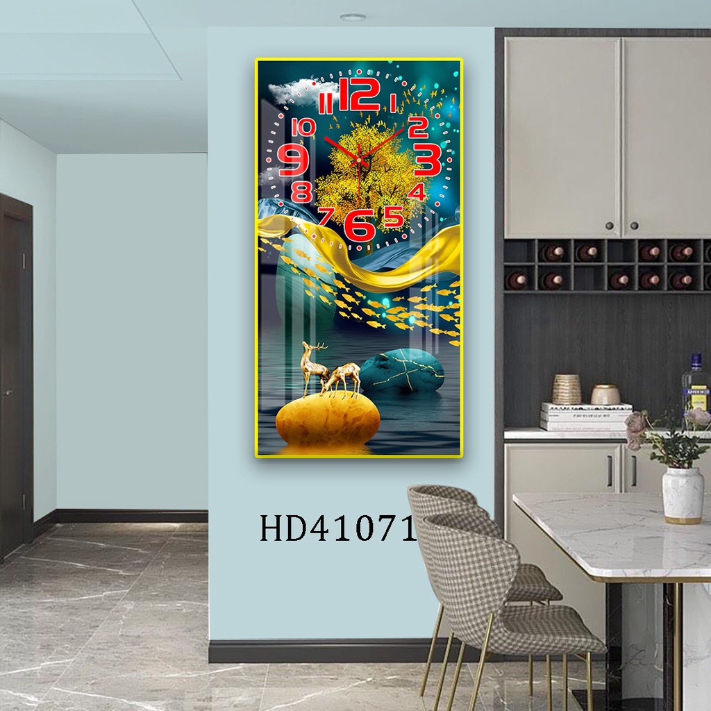 Tranh Đồng Hồ Tráng Gương 5D Hươu Tài Lộc - Simple House , Treo Tường, Trang Trí Nhà Cửa, Decor Phòng Làm Việc