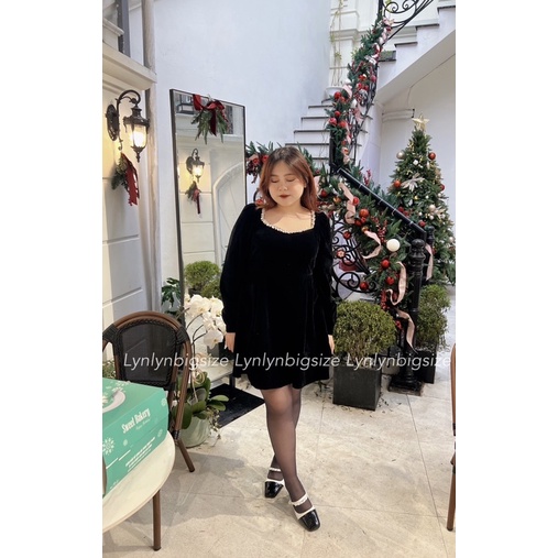 Váy Nhung Bigsize 2 tầng cổ đá sang chảnh