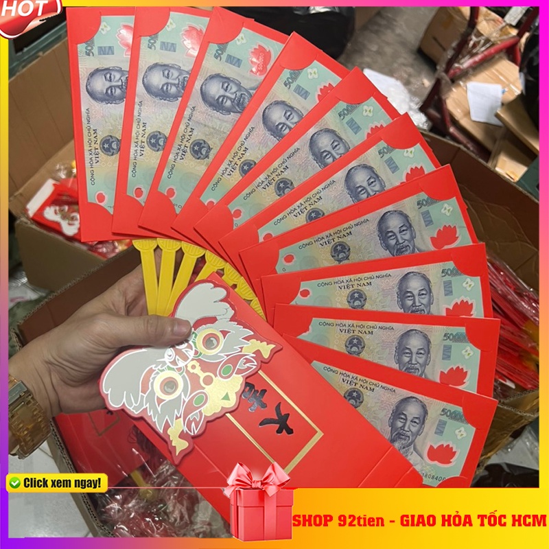 Quạt bao lì xì 2023 92tien mẫu hot trend, quà tết ý nghĩa