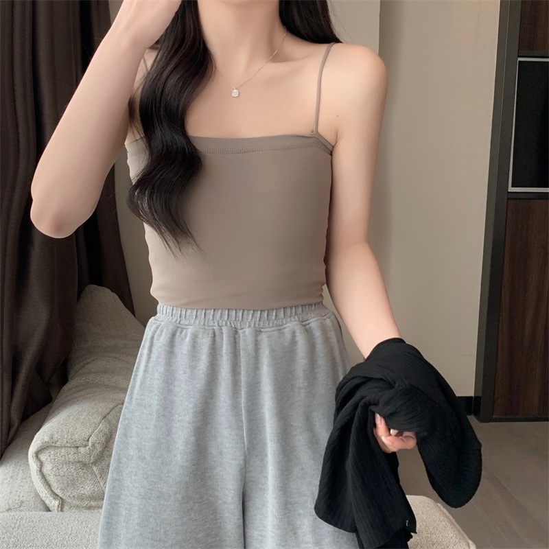 NRVP Áo Tank Top Đơn Co Giãn Phong Cách Hàn Quốc Mới Với Đệm Lót