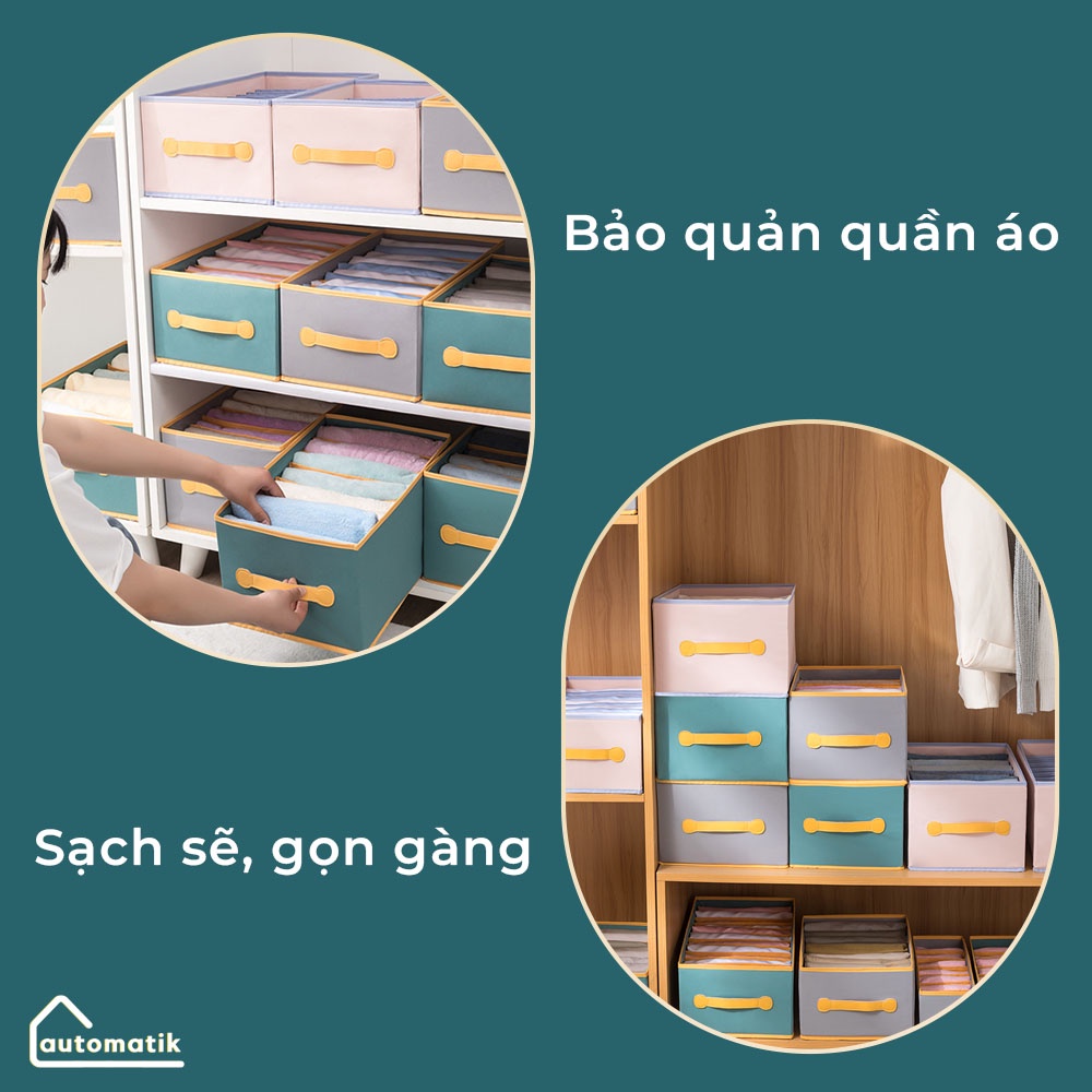 Hộp Đựng Quần Áo Hộp Vải Đựng Quần Áo Hộp Đựng Đồ Lót Chia Ngăn Đựng Đồ Khay Gấp Gọn Xếp Đa Năng Ngăn Kéo - Automatik