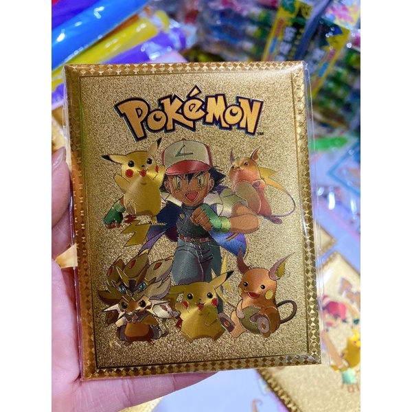 Bộ thẻ bài mạ vàng pokemon hộp 15 túi . túi 10 thẻvip