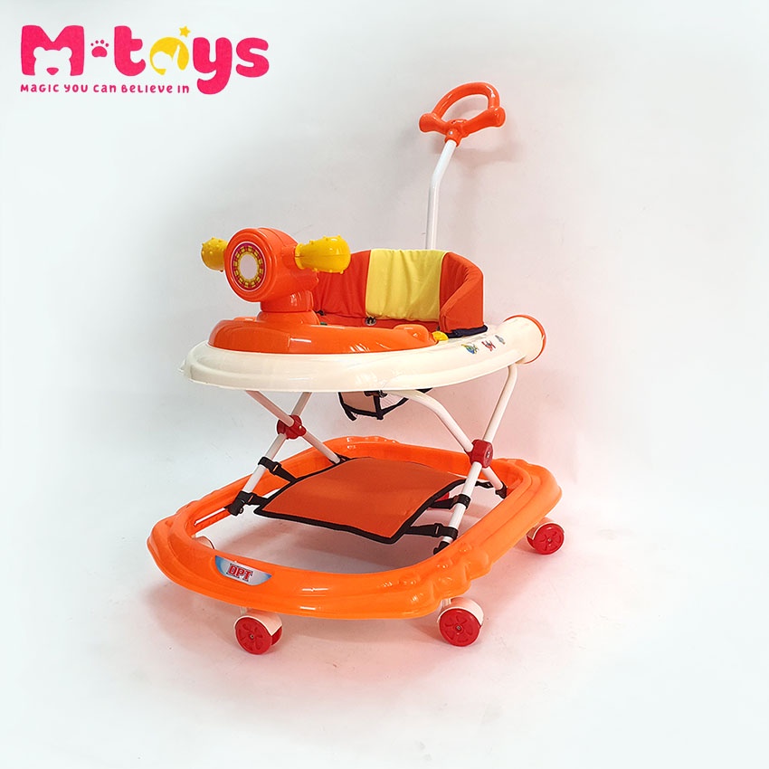 Xe tập đi khung tròn Đại Phát Tài  có nhạc- có cây đẩy và lót chân - M-Toys - nhựa cao cấp  2115XTDHTCN