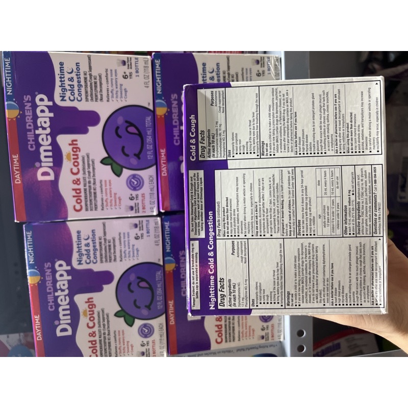 Siro Nho Giảm Cảm Cúm Ho Sốt trẻ em ngày và đêm Children’s Dimetapp Day & Night Cold & Cough 118ml x 3