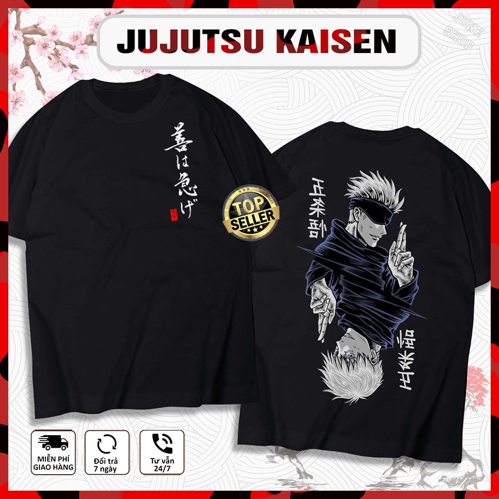 Áo Jujutsu Kaisen, Áo Anime in hình Gojo Satoru chất cotton co giãn 4 chiều thoáng mát