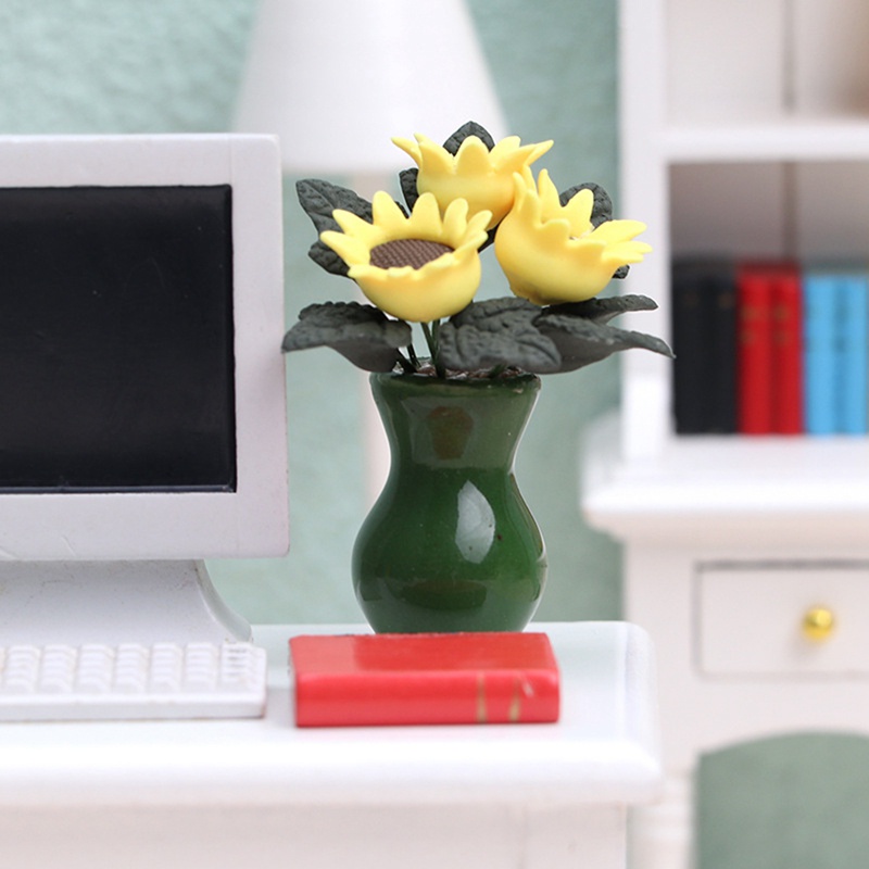 1 Bình Hoa Bằng Gốm 1 / 12 Dùng Trang Trí Nhà Búp Bê