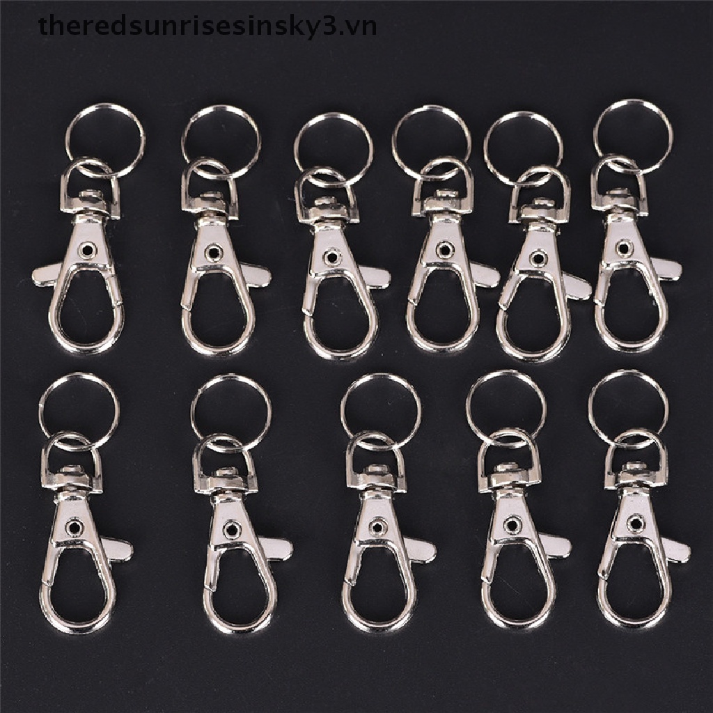 Set 10 Móc Khóa Có Kẹp Màu Bạc Tiện Dụng