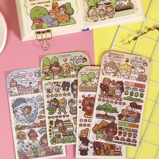 Set sticker 4 tấm hình bé gái phong cách Nhật bản dễ thương-ST022