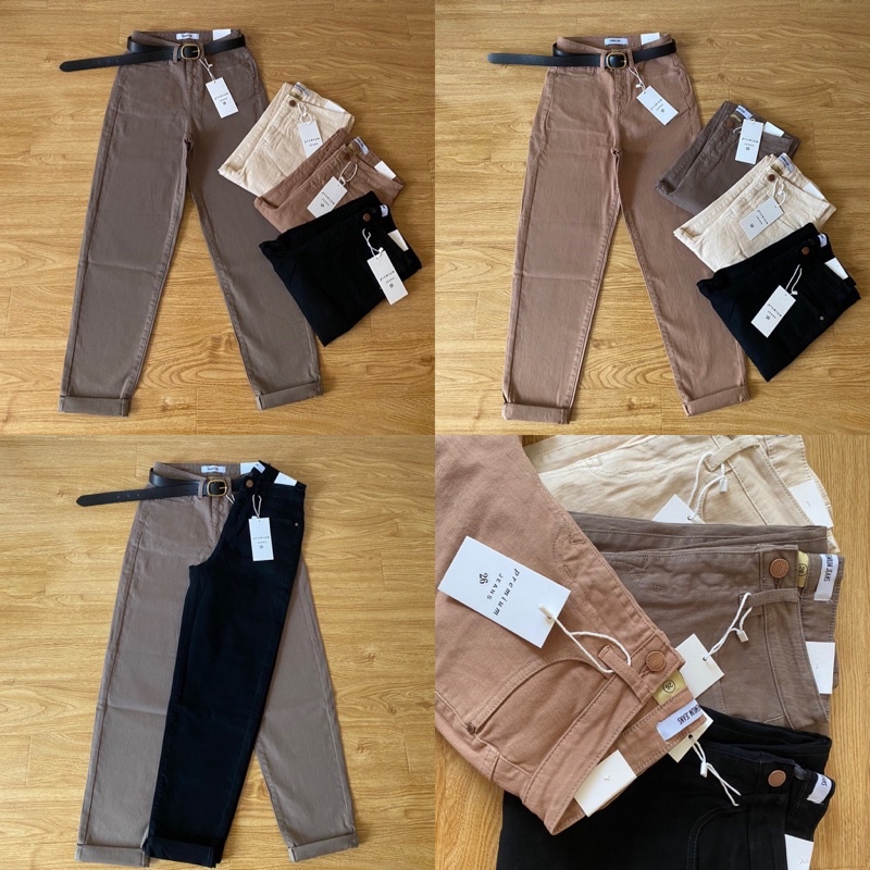 Quần Bò Momjeans Quần Jean Baggy lưng cao xuất Chuẩn