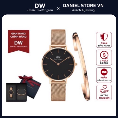 . Đồng Hồ Nữ Daniel Welington Classic Petite Melrose Black + Vòng Tay DW Cuff Chính Hãng - DanielStoreVn .