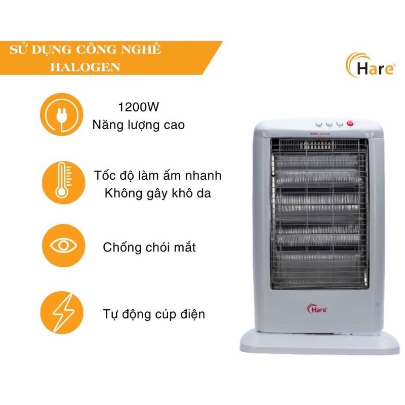 ☀️Sưởi Phòng 2 Bóng-3 Bóng Hare-Thiết Kế Nhỏ Gọn-Làm Ấm Nhanh-Không Khô Da-Bảo Hành 12 Tháng