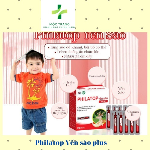 PHILATOP YẾN SÀO PLUS - Chính hãng hộp 20 ống - tăng sức đề kháng, bồi bổ cơ thể, trẻ em biếng ăn chậm lớn; ăn ngủ ngon)
