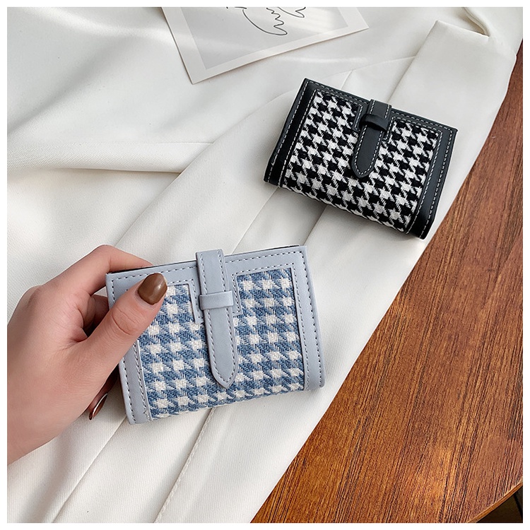 Ví card nữ cầm tay ví đựng thẻ mini nữ Lantch viền da họa tiết vải cổ điển 05C