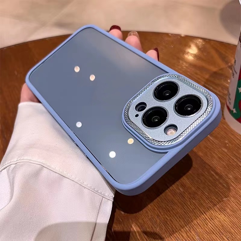 Sang Trọng Ốp Điện Thoại Cứng Viền silicon Dẻo Trong Suốt Kèm Khung Bảo Vệ camera Chống Sốc Cho iPhone 14 plus 12 13 14 Pro max