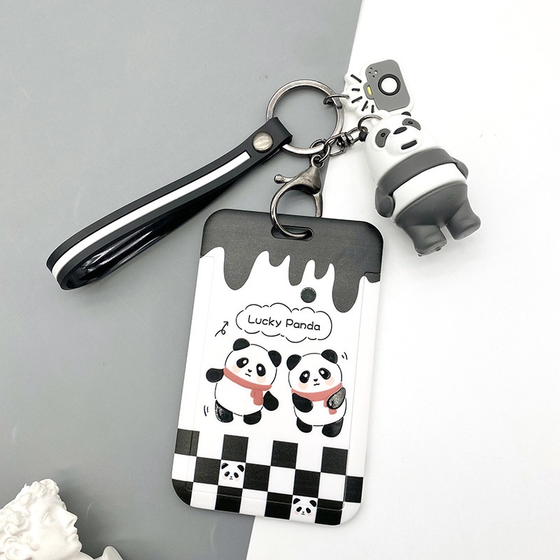 ✨Ready stock ✨Chủ thẻ panda dây đeo cổ dập nổi hộp bảo vệ thẻ lưới cho thẻ ngân hàng xe buýt thẻ làm việc khuôn viên thẻ sinh viên