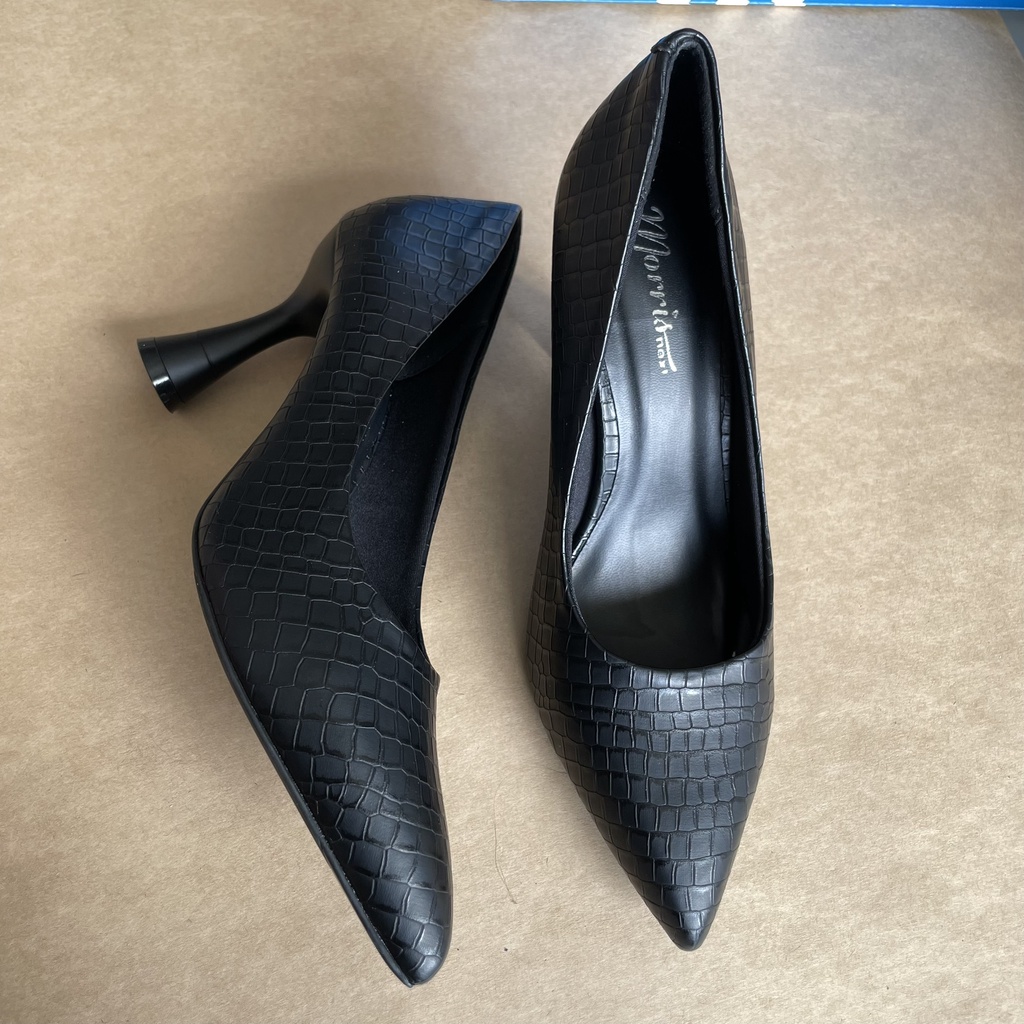 Giày cao gót 7cm vân cá sấu siêu sang, hàng xịn chất da mềm êm,