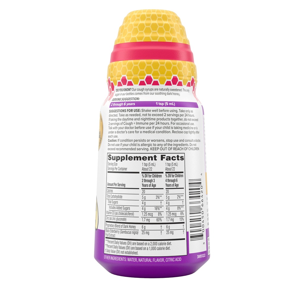 Siro Ho Zarbee's Cough syrup giảm ho khan, ho đờm và tăng đề kháng cho bé từ 2-6 tuổi bill Mỹ mẫu mới
