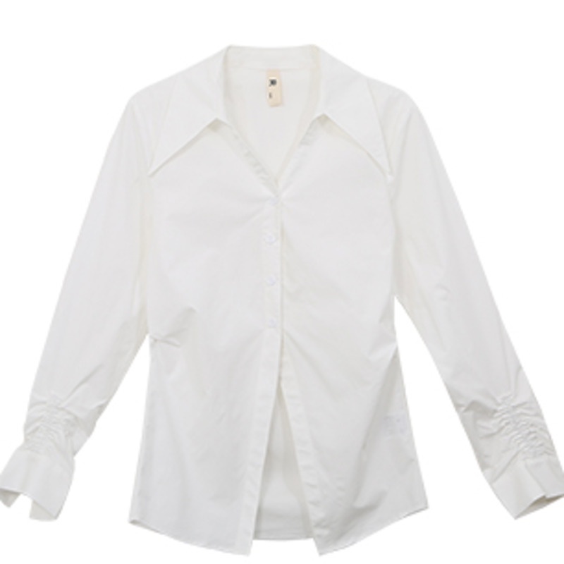 Áo Sơ Mi Nữ Tay Dài Màu Trơn Dáng Rộng Phong Cách Retro Thời Trang