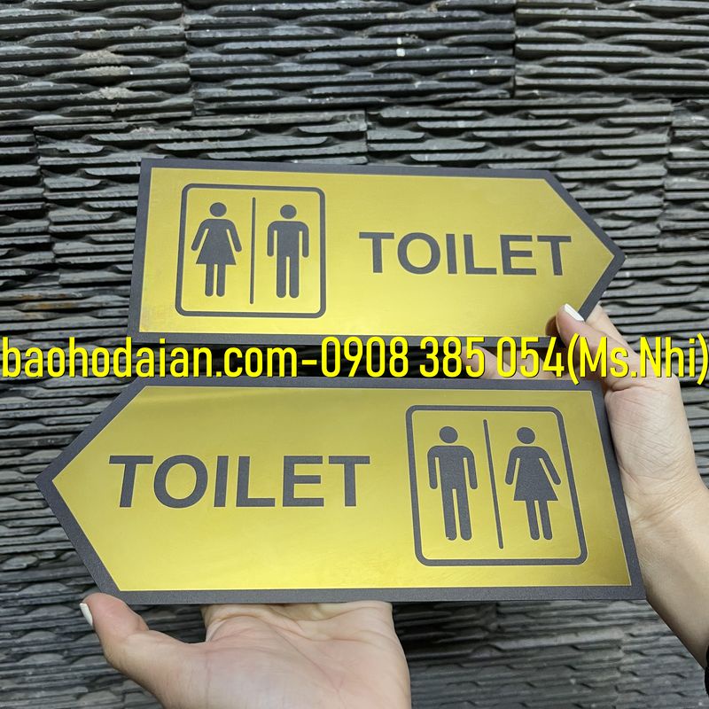 Biển chỉ dẫn nhà vệ sinh toilet chất liệu inox in uv sang trọng KT10x25cm