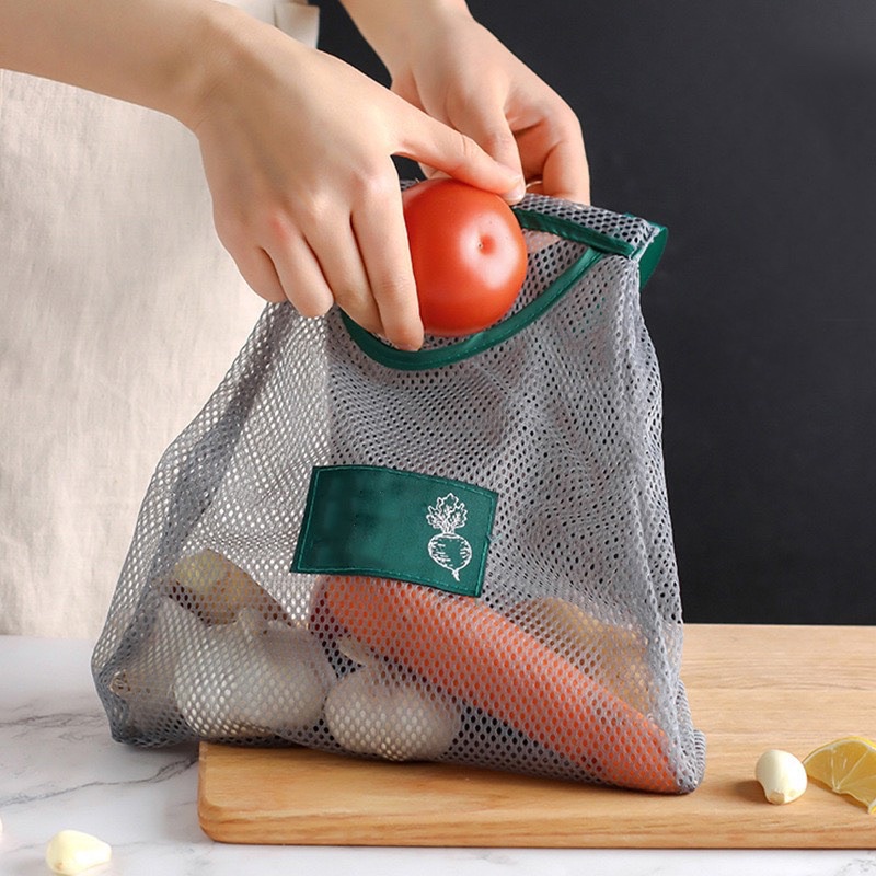 (Mẫu xanh)Túi lưới đựng hành tỏi rau củ quả treo tường tiện lợi