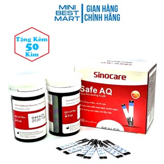 Que Thử Đường Huyết Sinocare Safe AQ Smart Hộp 50 Que Tặng Kèm 50 Kim