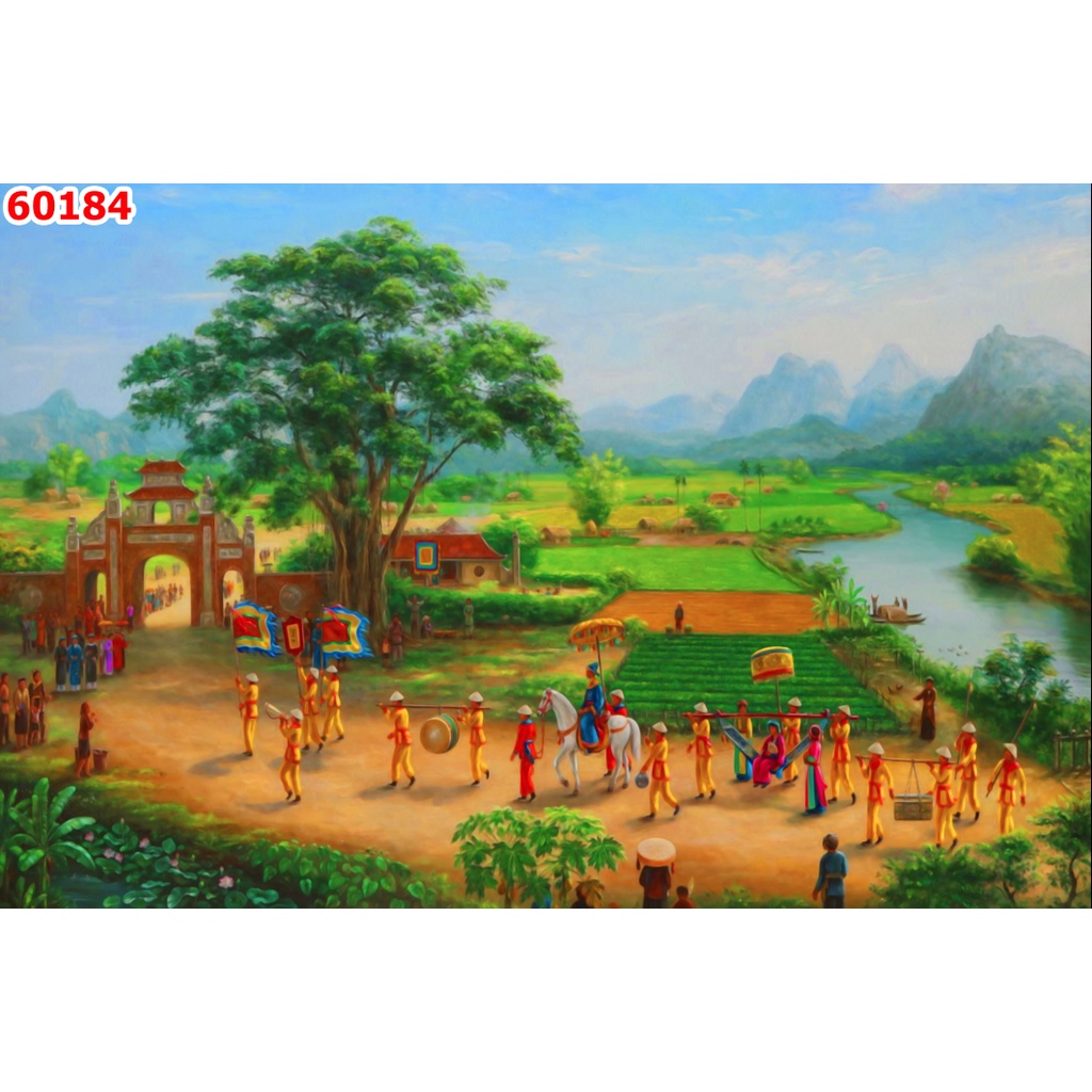 Tranh Vinh Quy Bái Tổ Nhiều Kích Thước Lựa Chọn, tặng kèm phụ kiện