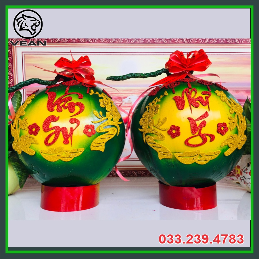 Chữ thư pháp kim tuyến dán dưa,dừa,bưởi,dán quạt,dán mẹt...CÓ KEO (Bộ 4 Chữ)