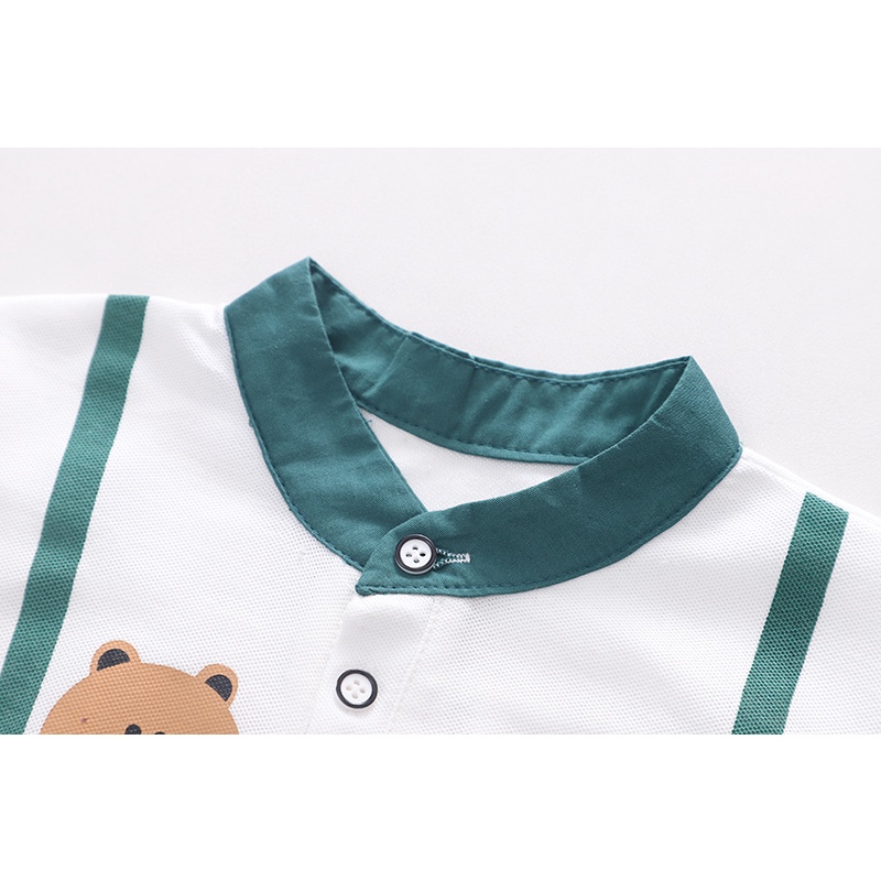 Set Áo Thun Tay Ngắn & Quần Short Cotton In Hình Gấu Hoạt Hình Mùa Hè Cho Bé Kích Thước 80-120cm