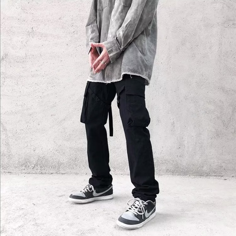 Quần Dài Phối Nhiều Túi Phong Cách hip hop Đường Phố Hàn Quốc Cá Tính Cho Nam