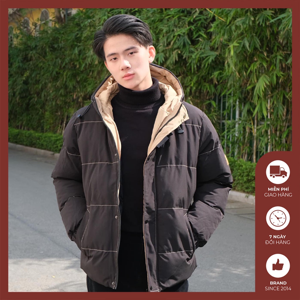 Áo khoác nam 2 lớp có mũ Độc menswear, form slim crop có dây rút ở phần mũ, 2 màu trắng kem và đen - AK395